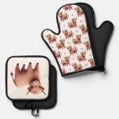 ウォーターカラーハイランドカウソフトパステル 鍋つかみ&鍋敷きセット (正面/裏面)