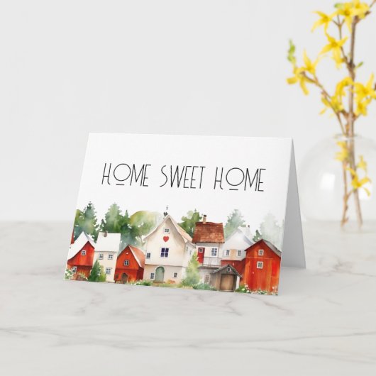 ウォーターカラーハウシズホームスイートホーム カード (黄色い花)