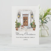 ウォーターカラーハウスとドッグクリスマス シーズンカード (スタンド正面)