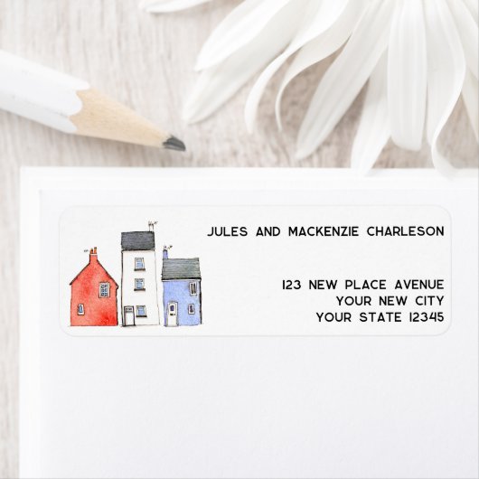 ウォーターカラーハウスアート差出人住所 ラベル (インサイチュ)