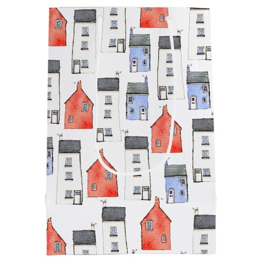 ウォーターカラーハウスアート引っ越し祝いパーティー ミディアムペーパーバッグ (裏面)