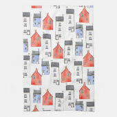 ウォーターカラーハウスアート キッチンタオル (縦)