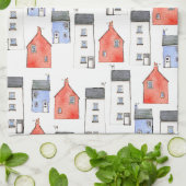 ウォーターカラーハウスアート キッチンタオル (折り畳み)