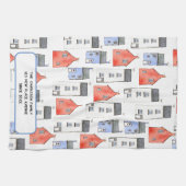 ウォーターカラーハウスアーパーソナライズされたト キッチンタオル (横)