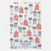 ウォーターカラーハウスアーパーソナライズされたト キッチンタオル (縦)