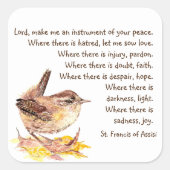 ウォーターカラーハウスウォレンバードセントフランシス祈りの言葉 スクエアシール (正面)