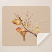 ウォーターカラーハウスフィンチズガーデンバーズワイルドライフアート シェルパブランケット (正面(横))