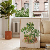 ウォーターカラーハウスプラントウォールアート ポスター