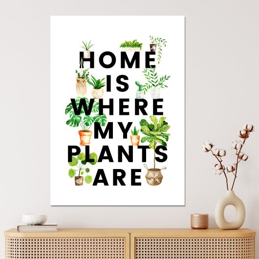 ウォーターカラーハウスプラントガーデニング引用文 キャンバスプリント