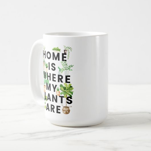 ウォーターカラーハウスプラントガーデニング引用文 コーヒーマグカップ (正面左)