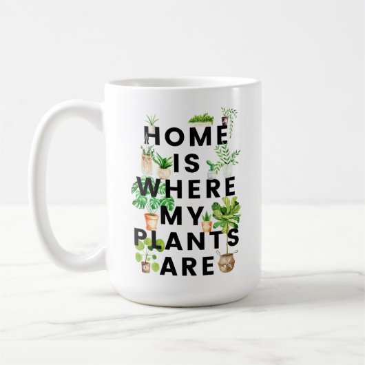 ウォーターカラーハウスプラントガーデニング引用文 コーヒーマグカップ (左)