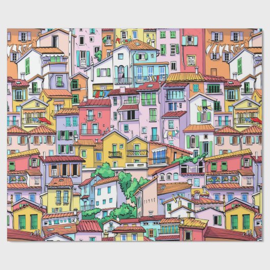 ウォーターカラーハウスホームズエテ実在ート ラッピングペーパー (フラット)