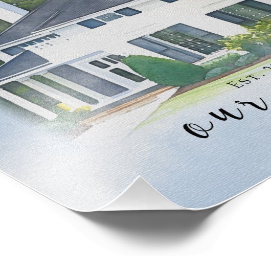 ウォーターカラーハウスポートレート、不動産仲介業者クローズギフト フォトプリント            (角)