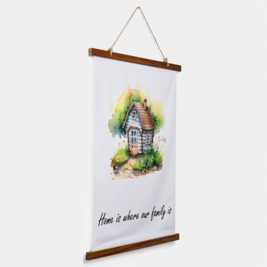 ウォーターカラーハウスポートレート 吊り下げ型タペストリー (傾斜あり)