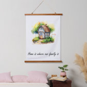 ウォーターカラーハウスポートレート 吊り下げ型タペストリー (寝室)