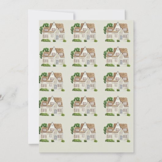 ウォーターカラーハウス引っ越し祝いパーティーパーティの招待状 招待状 (裏面)