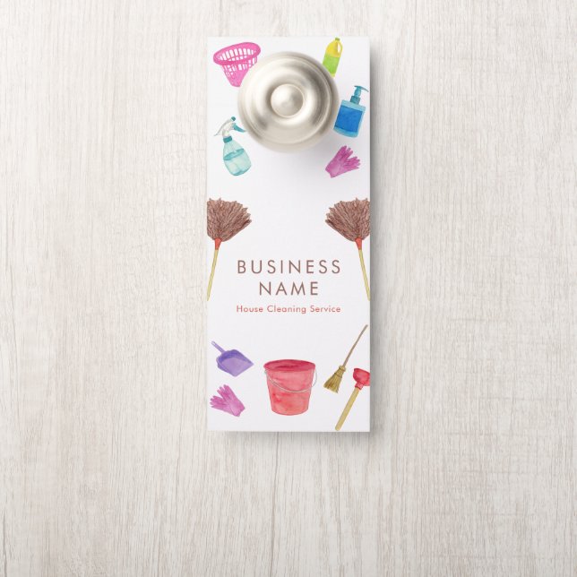 ウォーターカラーハウス清掃用品カラフルモダン ドアノブサイン (ノブ)