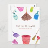 ウォーターカラーハウス清掃用品カラフルモダン ポストカード (正面/裏面)