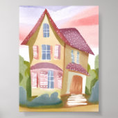 ウォーターカラーハウス | かわいらし絵を描 ポスター (正面)