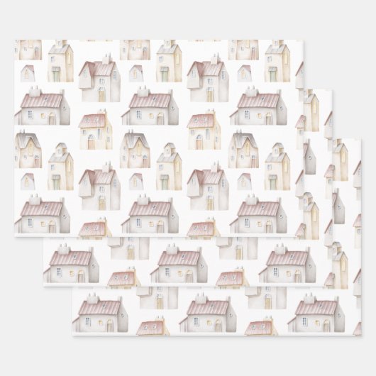 ウォーターカラーハウス ラッピングペーパーシート (セット)