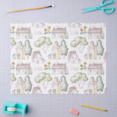 ウォーターカラーハウス、木々、ひまわりのデコパージュ 薄葉紙 (クラフト)