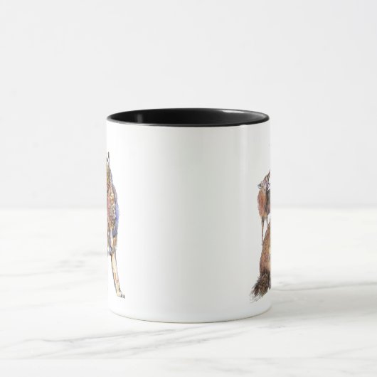 ウォーターカラーハウリングコヨーテスアニマル自然 マグカップ (中央)