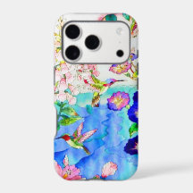 ウォーターカラーハチドリと花 iPhone 17ケース