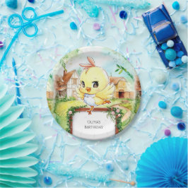 ウォーターカラーハッピーチキン誕生日 ペーパープレート