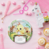 ウォーターカラーハッピーチキン誕生日 ペーパープレート (パーティー)