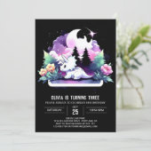 ウォーターカラーハッピートリケラトプス誕生日 招待状 (スタンド正面)