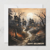 ウォーターカラーハッピーハローウィン幽霊のよく出るヴィレッジ シーズンカード (正面)