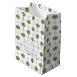 ウォーターカラーハッピーホリデーズシトラスオレンジツリー ミディアムペーパーバッグ