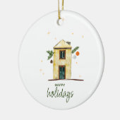 ウォーターカラーハッピーホリデーズハウス セラミックオーナメント (左)