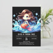 ウォーターカラーハッピーマーメイド誕生日 招待状 (スタンド正面)