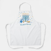 ウォーターカラーハヌカー(ユダヤ教)メノラーホリデイ エプロン (正面)