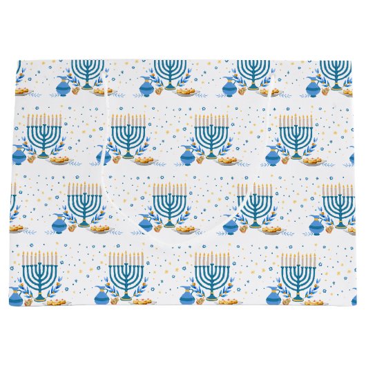 ウォーターカラーハヌッカホリデイ ラージペーパーバッグ (正面)