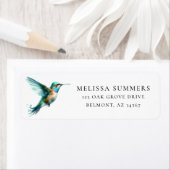 ウォーターカラーハミングバード差出人住所ラベル ラベル (インサイチュ)