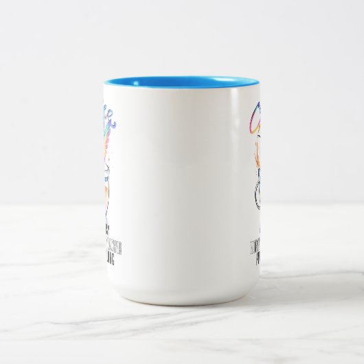 ウォーターカラーハミングバード&コーヒーオーバー忙し先生 ツートーンマグカップ (中央)