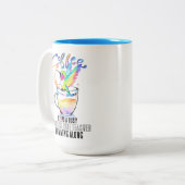 ウォーターカラーハミングバード&コーヒーオーバー忙し先生 ツートーンマグカップ (正面左)