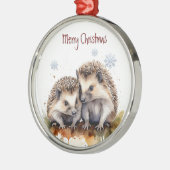 ウォーターカラーハリネズミ動物自然アート メタルオーナメント (左)