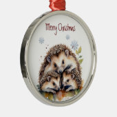 ウォーターカラーハリネズミ動物自然アート メタルオーナメント (右)