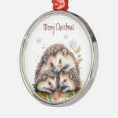 ウォーターカラーハリネズミ動物自然アート メタルオーナメント (左)