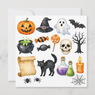 ウォーターカラーハロウィンコラージュ シーズンカード