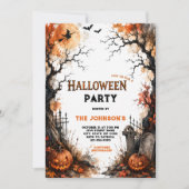 ウォーターカラーハロウィンハロウィンパーティー 招待状 (正面)