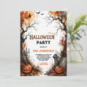 ウォーターカラーハロウィンハロウィンパーティー 招待状 (スタンド正面)