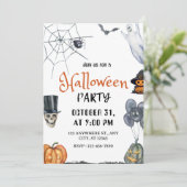 ウォーターカラーハロウィンパーティーの招待状 スプーキー ファン 招待状 (スタンド正面)