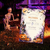 ウォーターカラーハロウィンパーティー招待状テンプレート 招待状