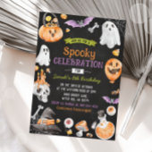 ウォーターカラーハロウィン不気味ワン誕生日 招待状