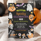 ウォーターカラーハロウィン不気味ワン誕生日 招待状