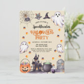 ウォーターカラーハロウィン招待状 - スタイリッシュでお化け屋敷風 招待状 (スタンド正面)